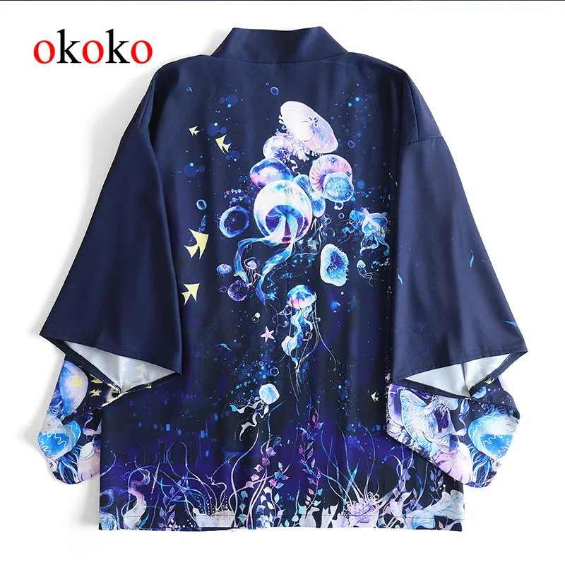 

Japanese Dress Sunscreen Women's Coats Summer Japanese Kimono Style Original Wind Loose Thin Money and Wind Long Improved black