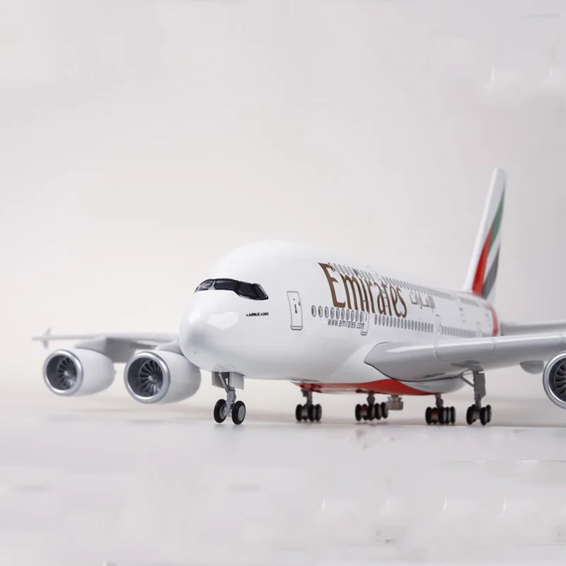 1/160 масштабная модель самолета Airbus EMIRATES A380 авиационная модель светодиодный светильник колесо литая Смола самолет Коллекция игрушек подарок