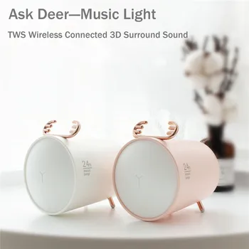 

Cute Antlers Portable Bluetooth Speaker TWS Wireless Speaker 3D Stereo Surround Sound Subwoofer With Night Light Music Center