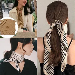 70*70Cm lady Luxury Square Silk Scarf Fashion Print Small Neck Scarves Lady Hair Band Foulard HandKerchief Female Bandana Shawl