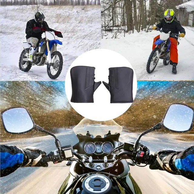 SJTJSPX Gants de Guidon Moto Hiver Gants de Moto Universel Gants Manchons  de Guidon Motorcycle Gants étanche avec Doublure en Peluche Chaud Gants