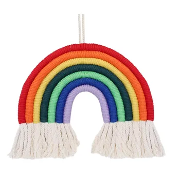 

Rainbow Wall DéCor for Bedroom Nursery Baby Kids Rooms Colorful Small Tapestry Rope Woven Tassel Wall Hanging Art Home Decor Han
