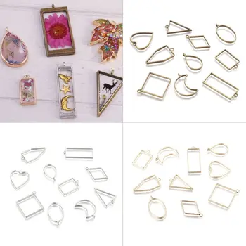 

30Pcs/set Geometric Square Diamond Shape Metal Frame Set DIY Epoxy Resin UV Crystal Silicone Molds Jewelry Pendant Making