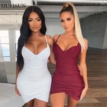 

Sexy Deep V-neckWomen Summer Dress Bandage Bodycon Sleeveless Evening Party Club Short Mini Dress 2020 Fashion Women Clothes