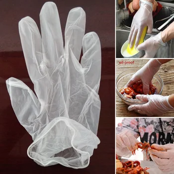 

100pcs Disposable Kitchen Transparent Latex Free Household Baking Hair Dye Latex Free Thicken PVC Gloves