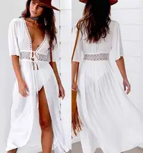 2020 New Fashion Lace Joint Lace-up Long Shawl Beach Sun-resistant Cardigan Bikini Blouse