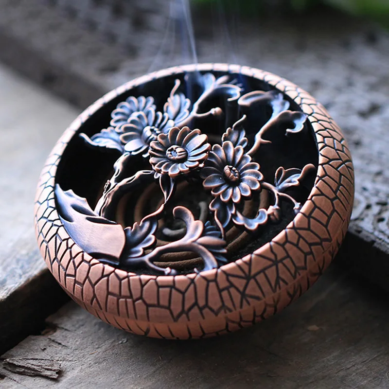 

Alloy Incense Burner Buddhism Incense Coil Base Portable Ornament Royal Household Tea House Yoga Studio Antique Incense Holder