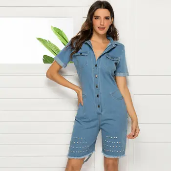 jean short romper outfit