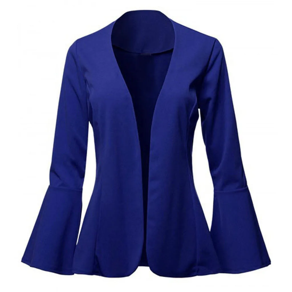 JAYCOSIN, модный кардиган, однотонный Блейзер, Женский расклешенный блейзер с длинным рукавом, офисный Женский блейзер,, осенняя куртка, женская верхняя одежда, пальто 822