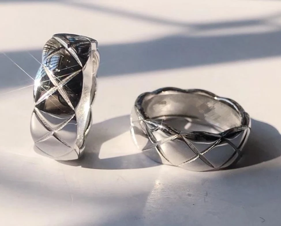 

925 Sterling silver fashion Geometric Cut Rings Elegant crystal Round Circle Finger ring Female Promise Silver Wedding Ring