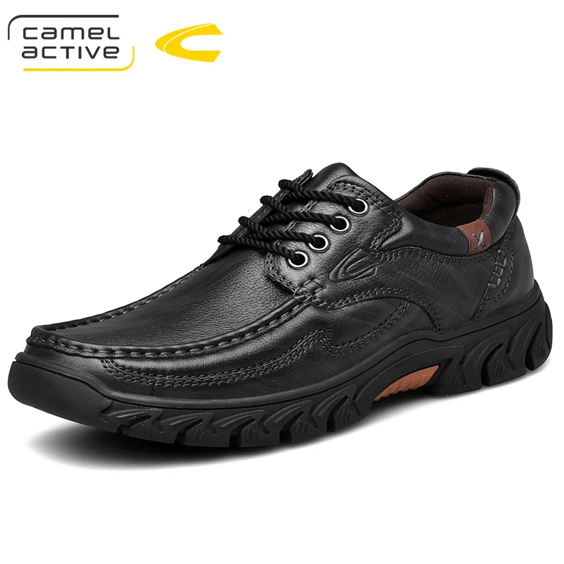 Camel Active/Новинка; Мужская обувь из натуральной кожи; английский тренд; Мужская обувь; мужская повседневная обувь; уличные полуботинки; мужские оксфорды - Цвет: Черный