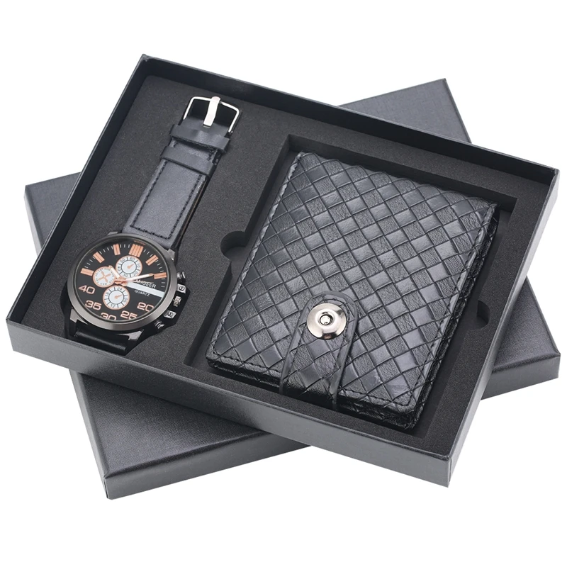 

Men's Watch Top Brand Luxury Clock Men's Wallet Multi-function Card Coin Bag Money Purse Best Sets Present a Great Gift for Men