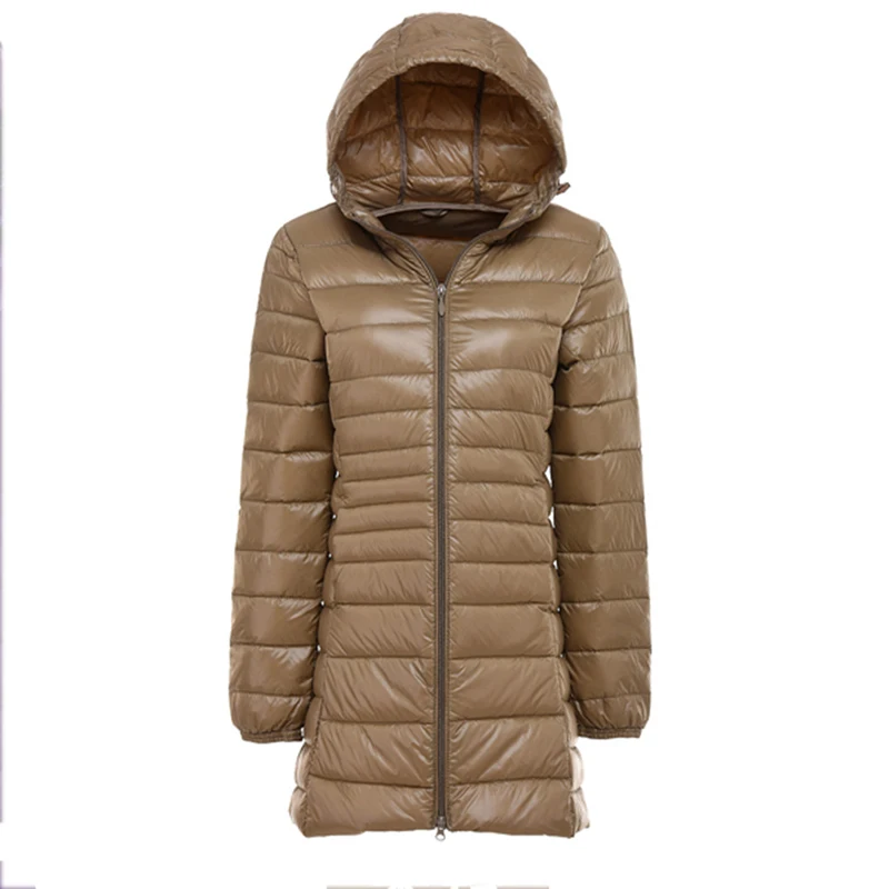 

long Down jacket women hooded 90% duck down coat Ultra Light warm large size Female Solid Portable down jacket winter Outwear