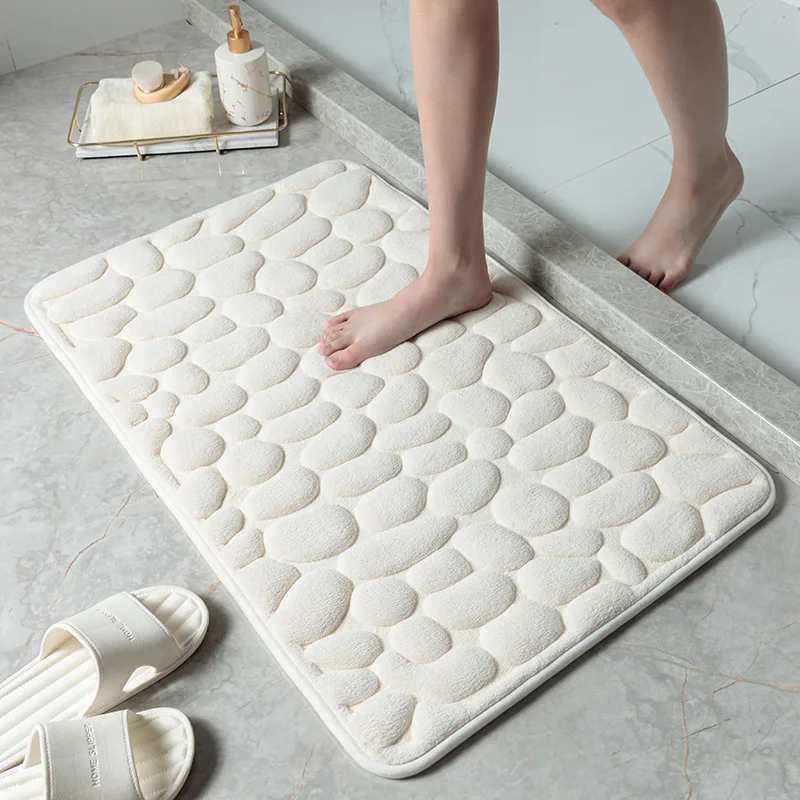 

Cobblestone Embossed Bathroom Bath Mat Non-slip Carpets In Wash Basin Bathtub Side Floor Rug Shower Room Doormat Memory Foam Pad