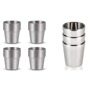 

7 Pcs Mugs Double Wall Insulation Coffee Tea Beer Beverage Cup-3 Pcs 8.2 x 9.5Cm & 4 Pcs 9.5 x 8.2Cm