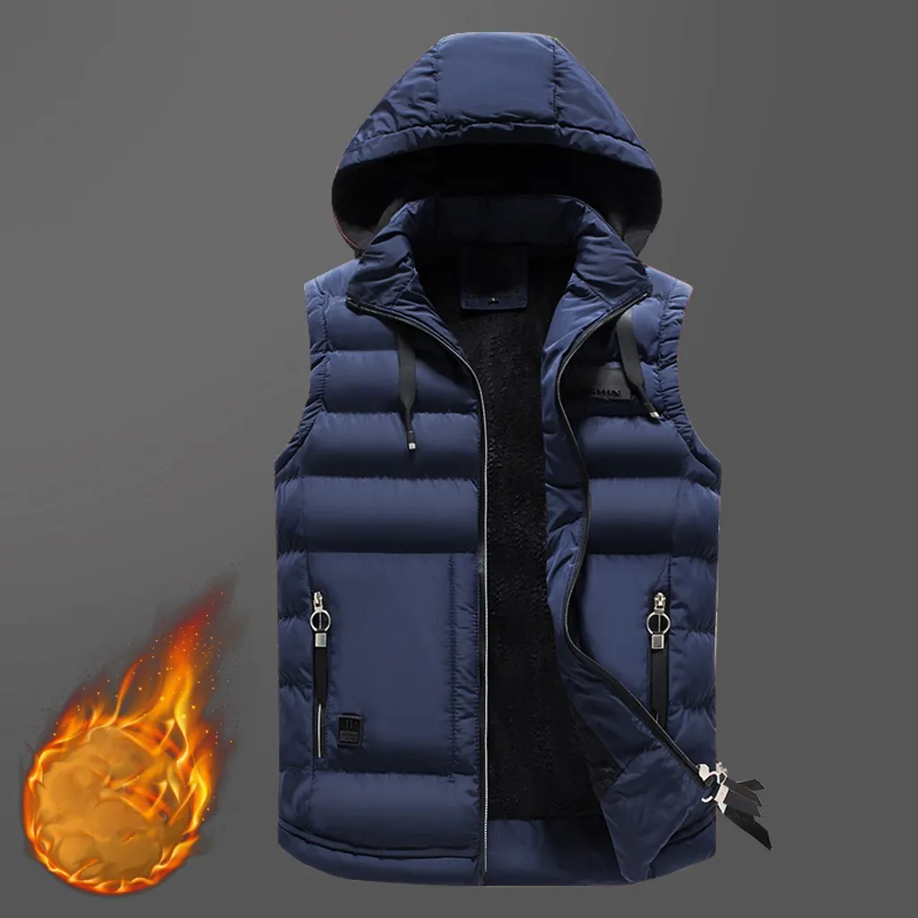 Dark Blue Модная мужская Осенняя зимняя однотонная Верхняя одежда Повседневная стоячий воротник размера плюс XXXL жилет специальная ткань без рукавов Повседневные Топы Блузка - Цвет: Dark Blue