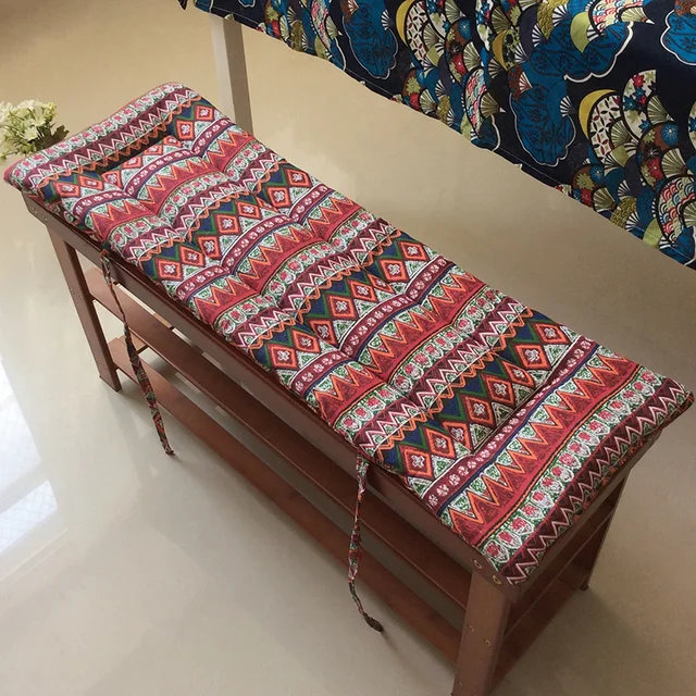 Garden Bench Cushion With Fixed Straps, 2 Or 3-seater Recliner Cushion Indoor And Outdoor, 2 Cm Thick And Washable Red whole Wash 2cm