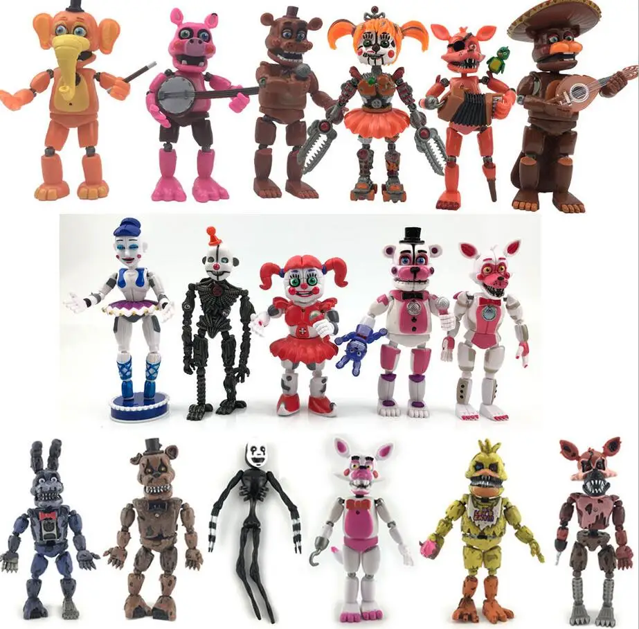 FNAF Five Nights at Freddy's Figurine Nightmare Freddy Chica Bonnie Funtime Foxy Bear PVC Action Figures Toys Doll Set