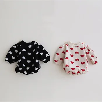 

Baby Rompers Summer Long Sleeve Boys Clothes Heart Print Newborn Girls Jumpsuits 100%Cotton Roupas de bebe For 3-24M Jumpsuit