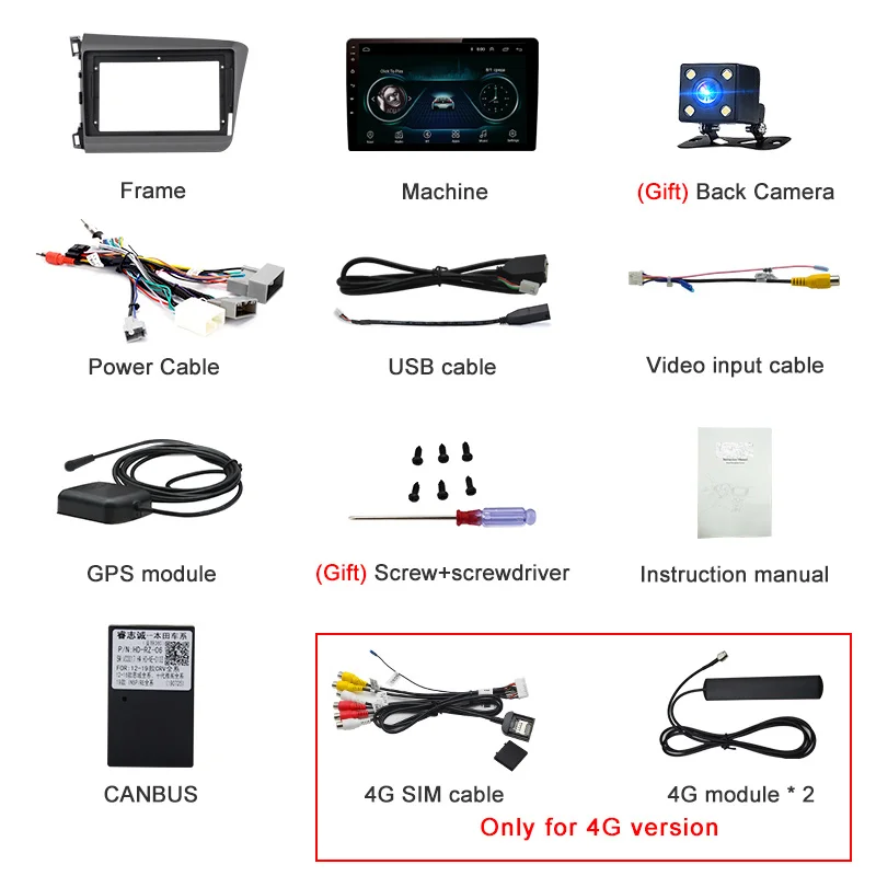 Top AWESAFE for Honda Civic 2012 2013 2014 2015 Car Radio Multimedia video player GPS No 2din 2 din Android 8.1 2G+32G 34