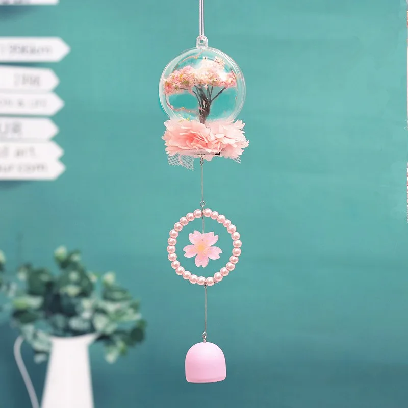 Cute Room Decorative Pendant Cherry Blossom Light Included Wind Chime Home Hanging Decoration Car Hydrangea Interior Trim Bell P