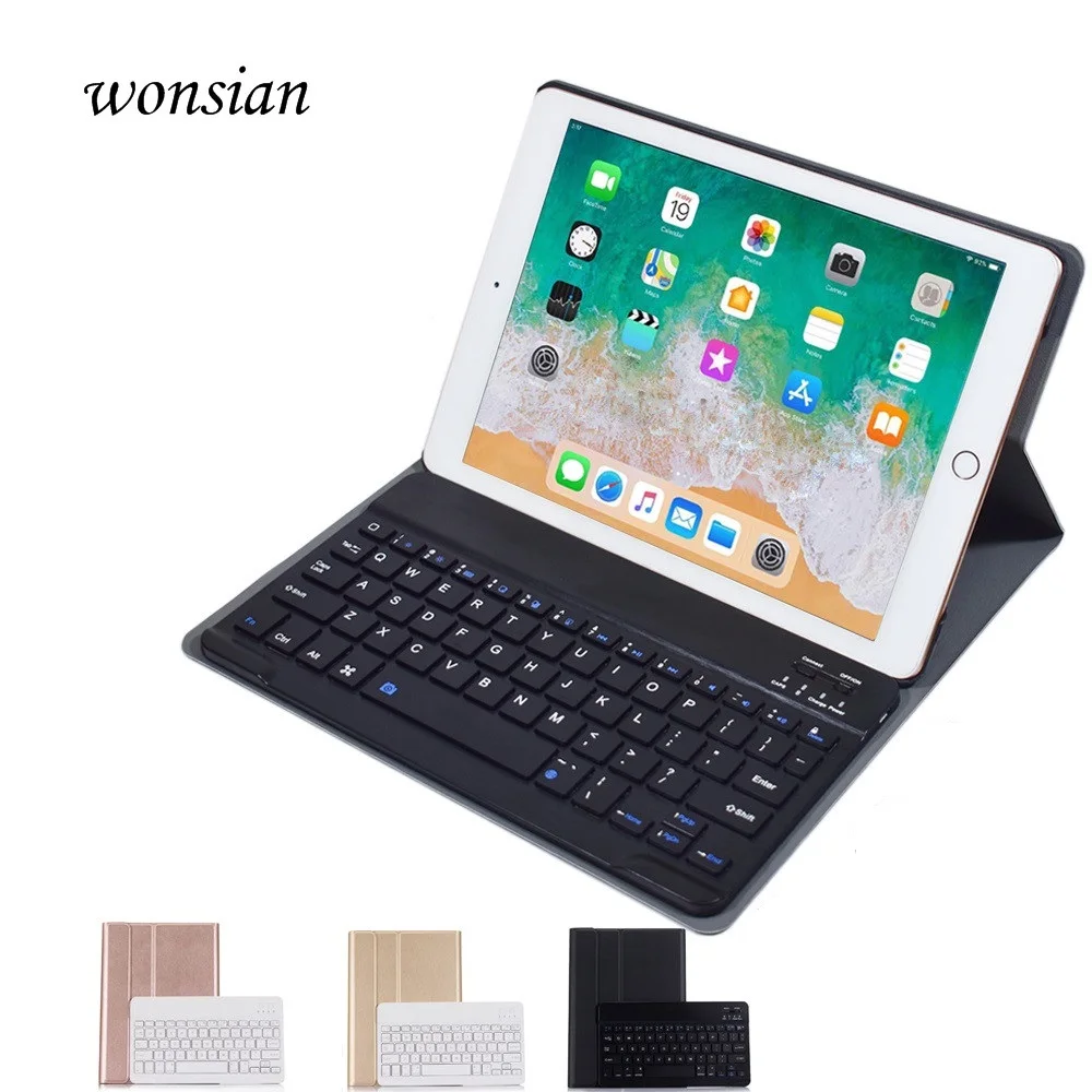 

For iPad 2018 Keyboard Case with Pencil Holder for iPad 9.7 2017 2018 5th 6th Generation Bluetooth Russian Spanish Keyboard Case