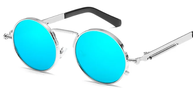 Винтажные стимпанк Солнцезащитные очки мужские круглые Панк Сплав металл хип поп солнцезащитные очки женские очки мужские Готический Стиль Оттенки - Цвет линз: C4