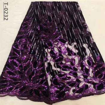 

New Arrival Sequins Lace Fabrics African Nigerian Tulle Mesh Lace Fabric for Wedding Velvet Lace Fabrics with Sequins