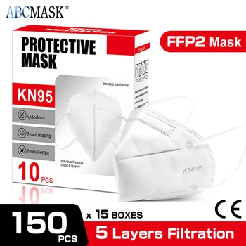 

150pcs KN95 mask 5 Layers FFP2 Mask Protection Face Masks Filtration Mouth Cover Anti Dust Pollution FFP2 Mask