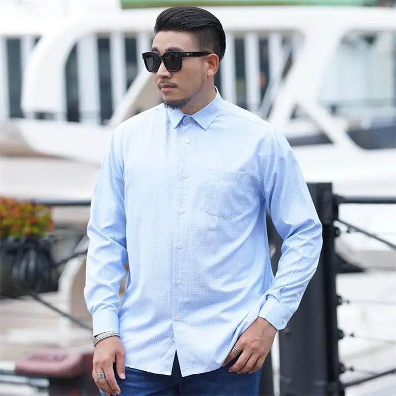 10xl 9xl 8x мужская одежда модная мужская рубашка Топы с длинными рукавами в крупную клетку мужские повседневные мужские платья рубашки тонкая мужская рубашка - Цвет: 2