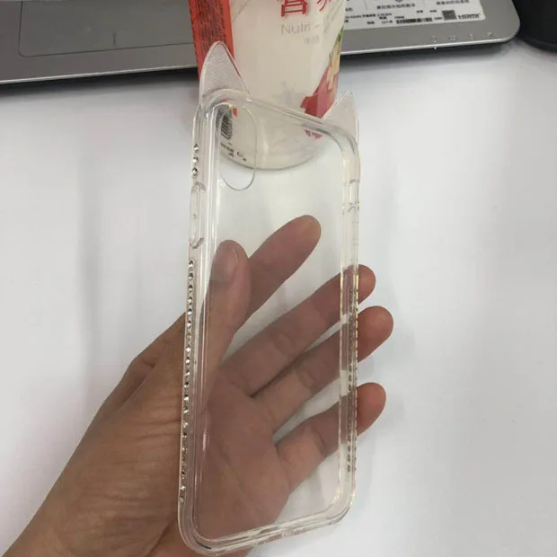 Милый чехол для телефона с кошачьими ушками для iPhone XR X XS Max, защитный чехол для iPhone 6 6s i7 i7 Plus i8 i8 Plus Coque Funda - Цвет: Clear