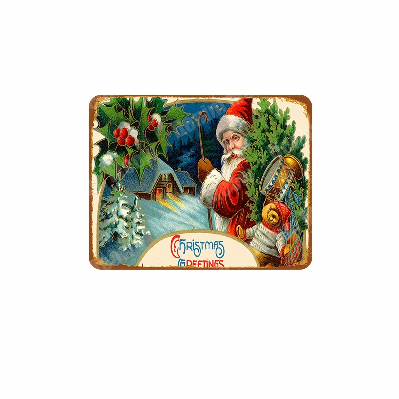 J Merry Christmas ретро постер винтажный металлический оловянный знак домашнее барное кафе украшение для паба Санта-Клауса Декор наклейки на стену N319 - Color: J