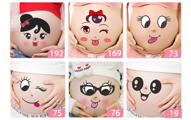 newborn lifestyle photos Belly Stickers Cute Photography Props Woman Pregnant Smiling Face Belly Stickers Mum Maternity Accessories baby boy souvenirs and giveaways	