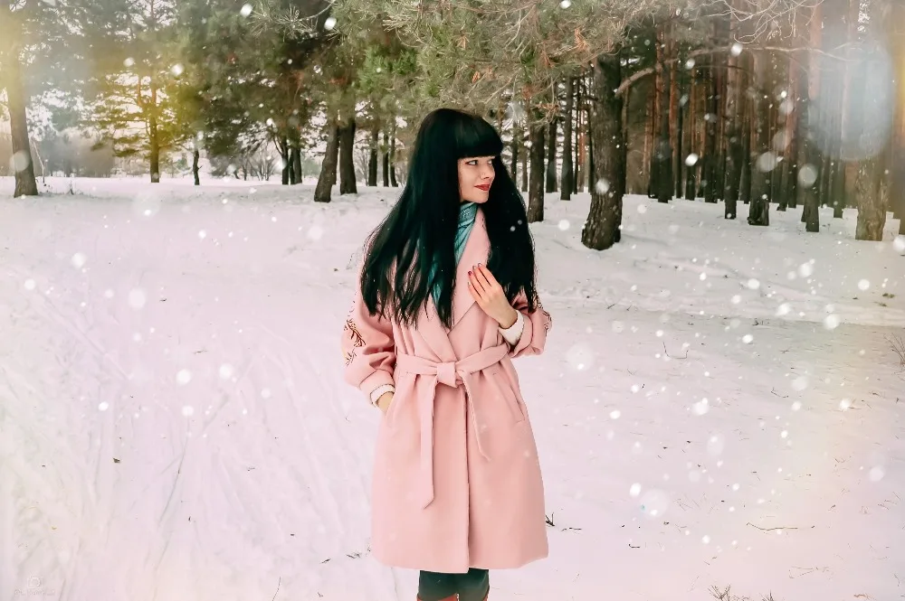 Женские пальто зима осень и зима вышивка длинное шерстяное пальто женщина корейский Тонкий фонарь рукав шерстяное пальто