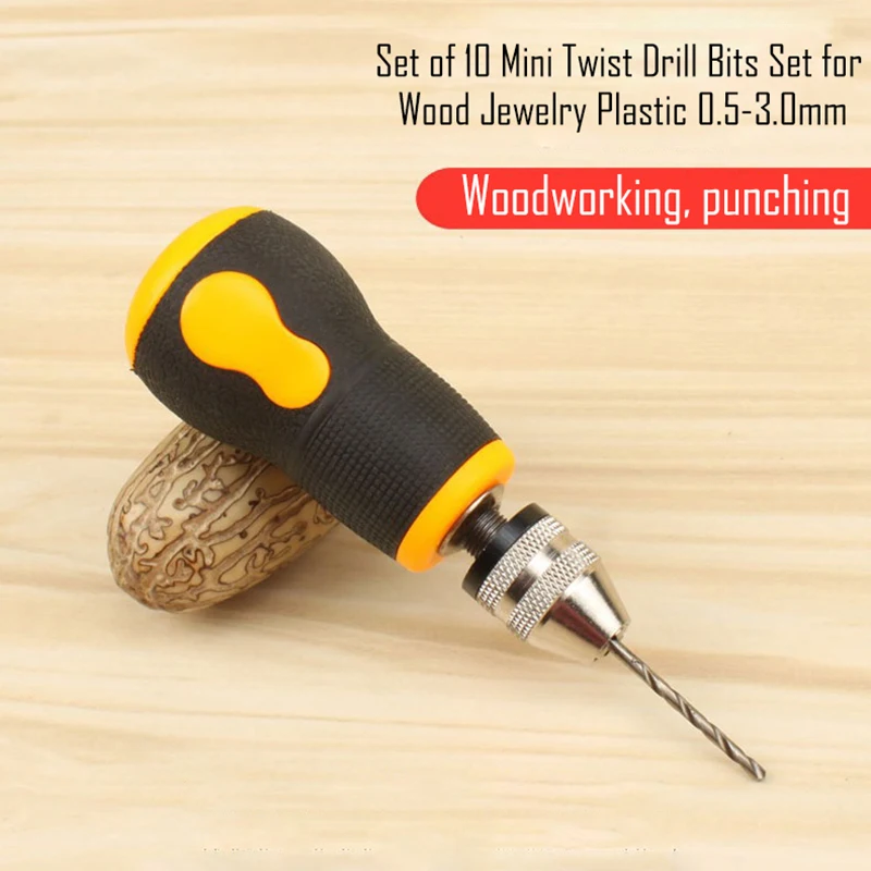 

1 Set Of Hand Drill Mini Antiskid Handle Hand Twist Drill Grab Bit Screwdriver Model Text Play Hand Drill Drilling Tool