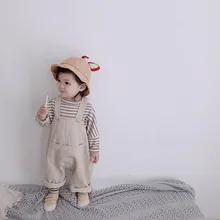 От 1 до 5 лет Комбинезоны для маленьких девочек; сезон весна-осень; высококачественные вельветовые Комбинезоны для детей; модные штаны с большими карманами для девочек