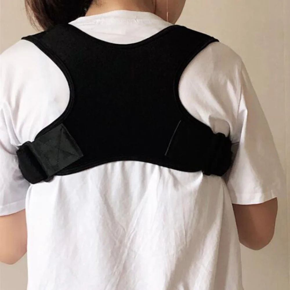 Adjustable Back Support Adult Body Shape Spine Back Shoulder Brace Support Belt Adult Invisible Hunchback Belt Posture Corrector - Цвет: black