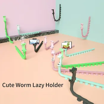 

Flexible Cute Worm Lazy Mobile Cell Phone Holder Bed Desktop Bracket Stand 360° Rotation Easy To Carryfree To Deform Holder