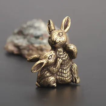

Solid Small Copper Rabbit Brass Micro Carving Rabbit Copper Art Chinese Zodiac Rabbit Animal Statue