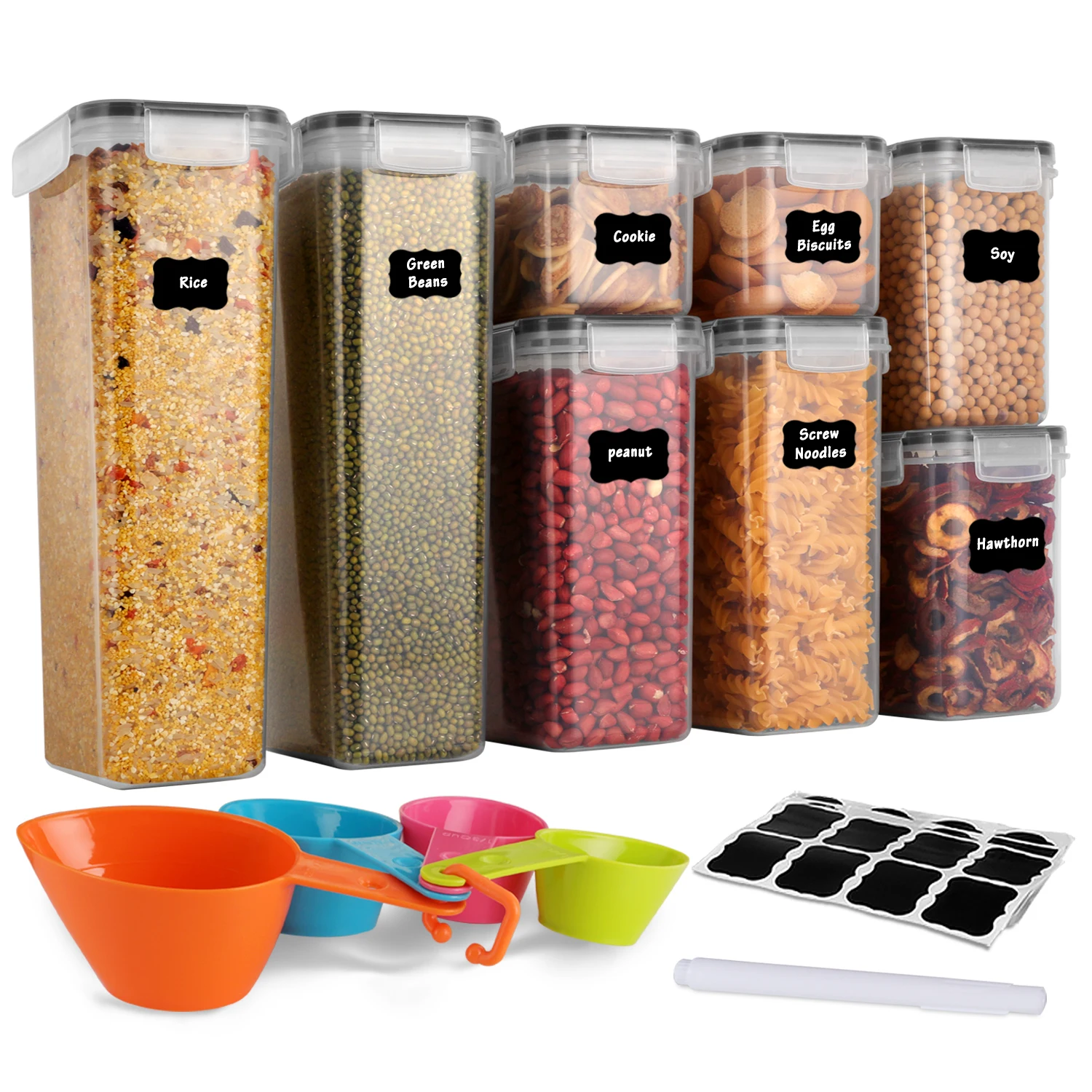 https://ae01.alicdn.com/kf/H081ae66e5bf94d4e89760d184afd33c7v/GoMaihe-8-10-Pieces-Food-Container-Kitchen-Storage-Cereal-Dispenser-for-Storing-Pasta-and-Tea-Coffee.jpg