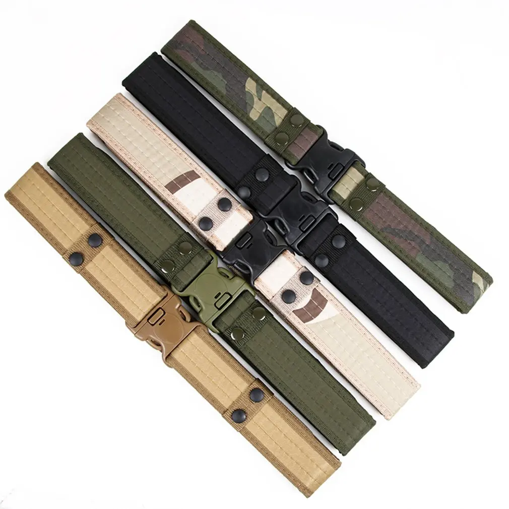 New Combat Canvas Duty Tactical Sport Belt with Plastic Buckle Army Military Adjustable Outdoor Fan Hook Loop Waistband