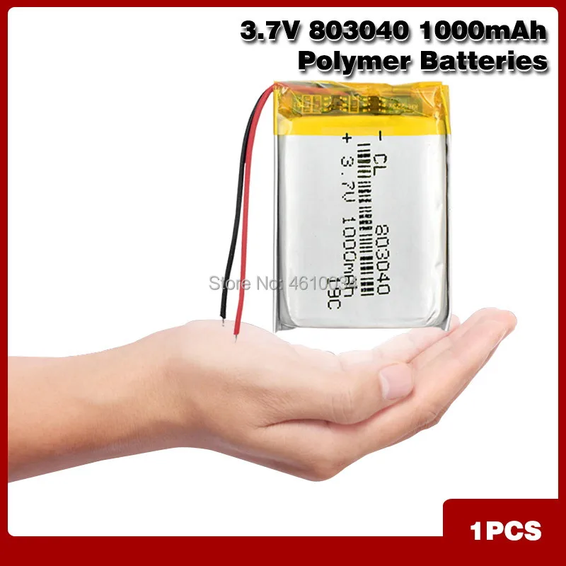 3.7V 1000mAh 803040 Lithium Polymer Li-Po ion Rechargeable Battery For MP4 MP5 GPS PSP mobile Pocket PC e-books bluetooth | Электроника