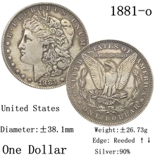 Stany zjednoczone ameryki 1881 O Morgan 90 srebro 1 jeden dolar kopia moneta Liberty USA w bogu kolekcja pamiątkowe monety tanie tanio CN (pochodzenie) Metal Imitacja starego przedmiotu CASTING 1880-1899 People