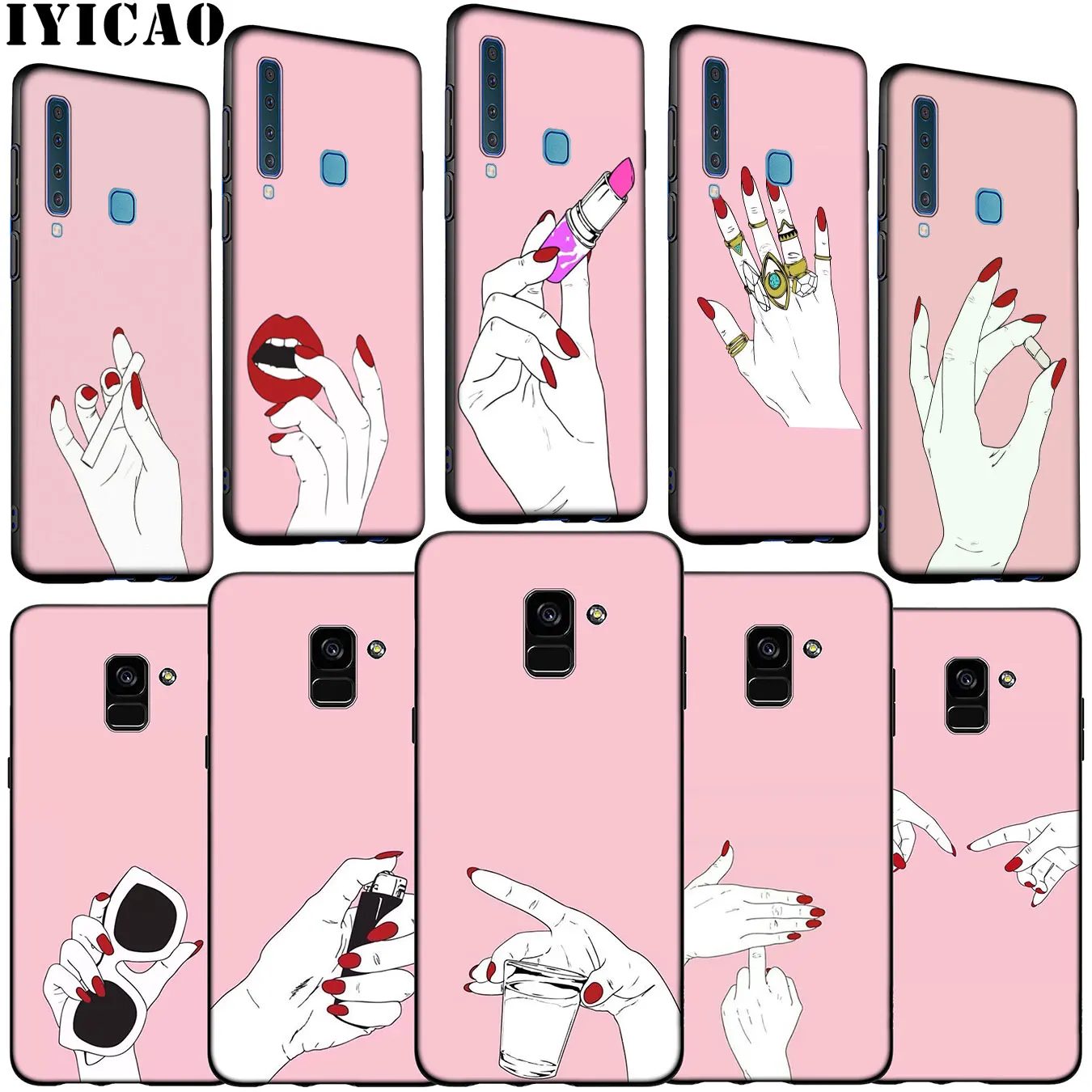 Best Friend Pink Hands Soft Silicone Phone Case for Samsung Galaxy A6 A7 A8 A9 2018 A3 A5 2016 2017 Note 9 8 10 Plus |