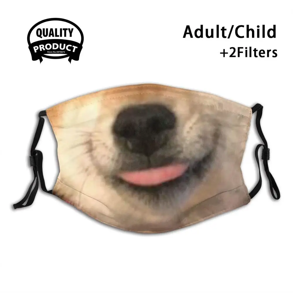 

Happy Doggo Face Mask Reusable Mouth Mask Washable Filter Anti Dust Face Masks Dog Dog Smile Smiling Dog Facemask Quarantine