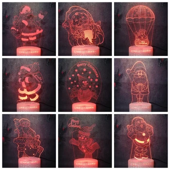 

Creative Figure Santa Claus Snowman Gift Lamp 7 Color Changing Novelty 3D LED Art Decor Crack Night Light Kid Merry Christmas