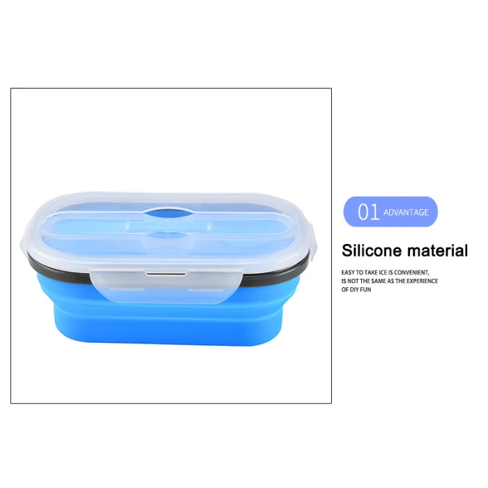 Хранение, силикон японский контейнер для обеда коробка Crisper выдвижные квадратные контейнеры для фаст-фуда с вилкой дизайн