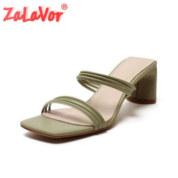 

ZALAVOR Women Sandals Shoes Fashion Metal Buckle Square Low Heels Shoes Women Solid Color Casual Outdoor Footwear Size 34-39