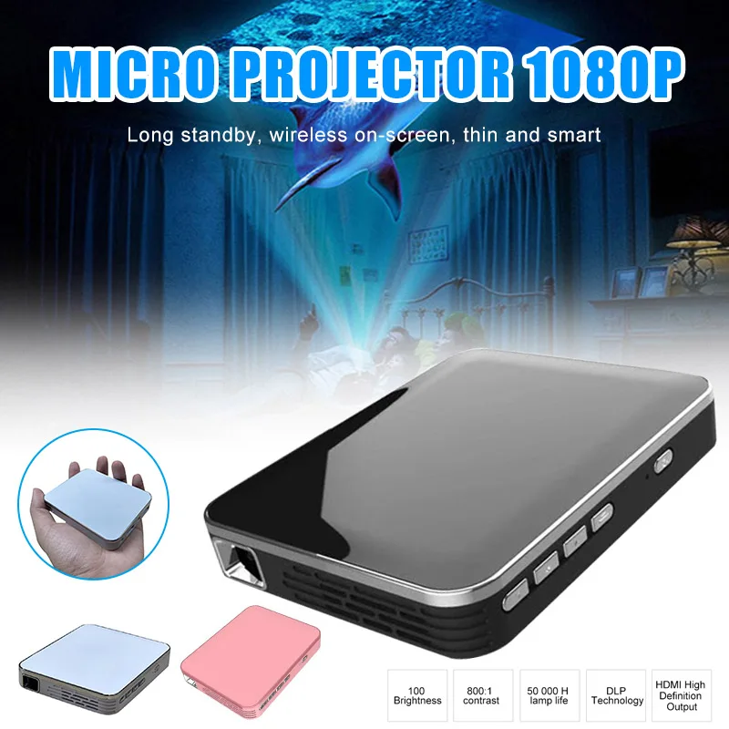 

Mini Portable Video Projector for Home Private Theater Handheld HD Wireless Phone Screening PUO88