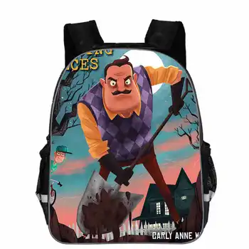 

11/16Inch Backpack Hello Neighbor Bag Children School Bags New Famous Delivery Service Printed Book Bags
